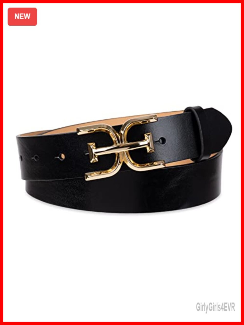 Casual Double-E Logo Plaque Buckle Leather Belt for Jeans & Trousers